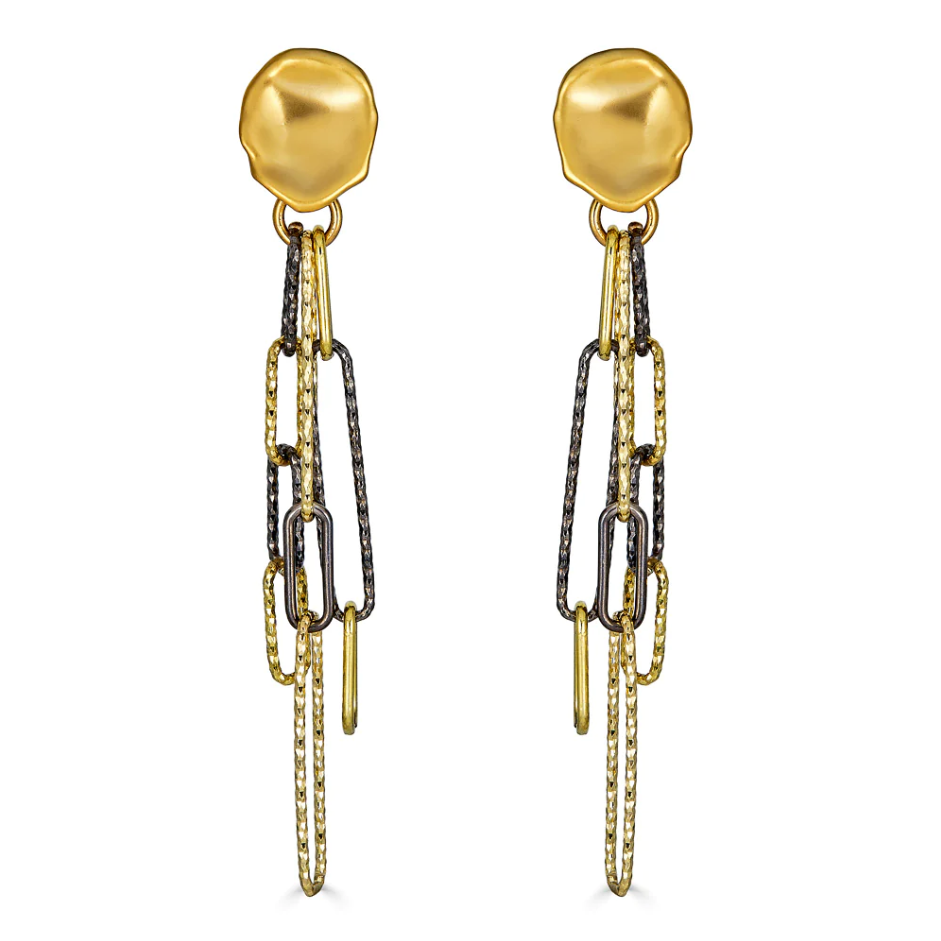 Rhodium and Gold Paperclip Earrings