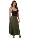 MERCEDES PU SKIRT - Olive