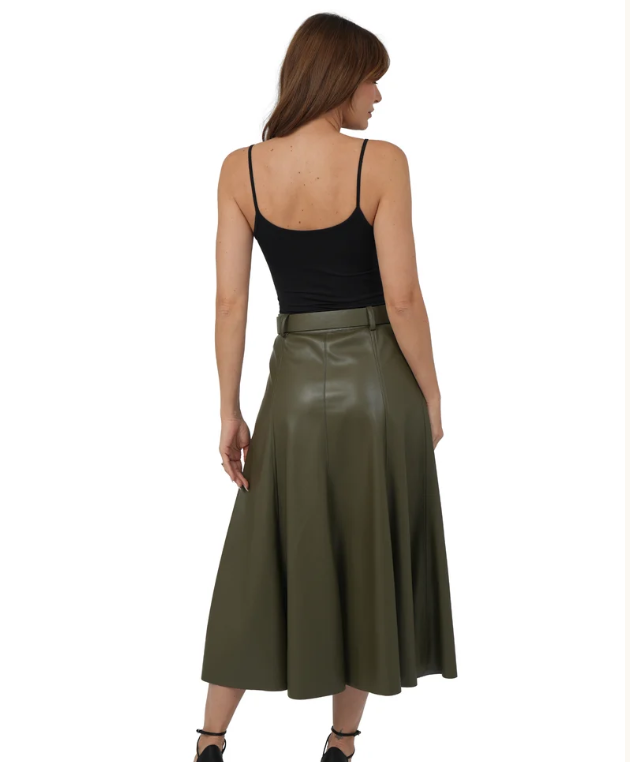 MERCEDES PU SKIRT - Olive