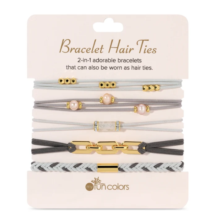 Gray/Light Mint Bracelet 5 Set Hair Ties