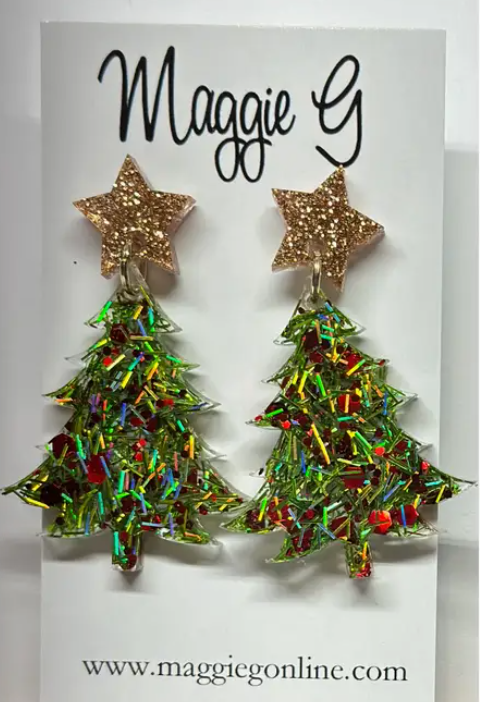 Star Christmas Tree Earrings