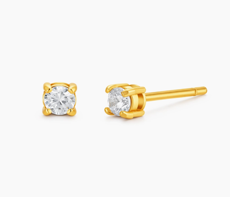 4MM CZ Prong Stud 14K GP