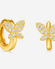14K GP Huggie Hoop w/ CZ Butterfly