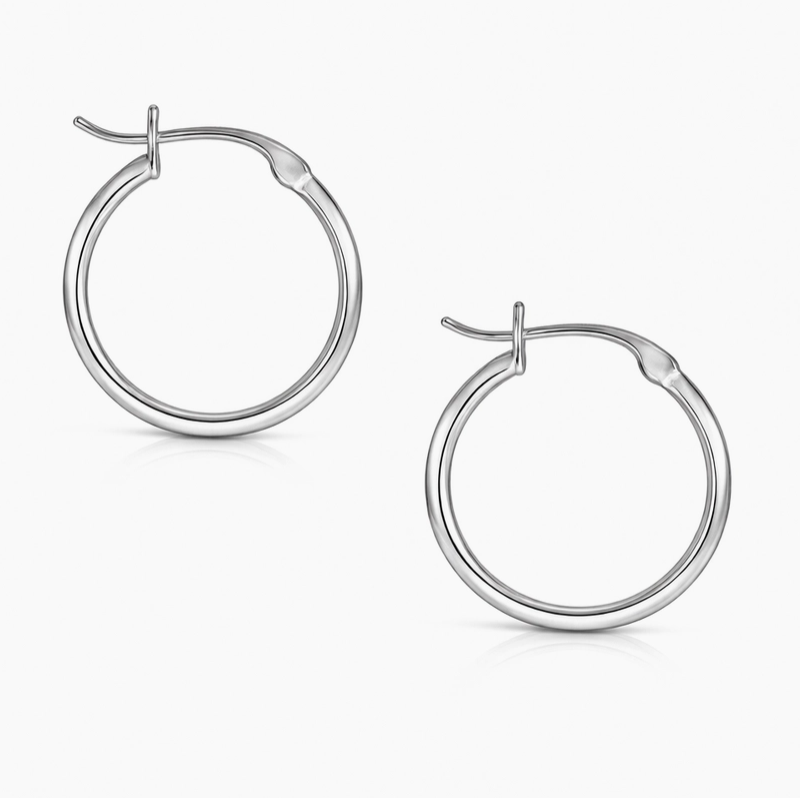 Rhodium Plated 18MM Hoop w/ Click Top