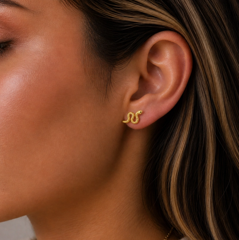 Textured Snake Stud Earrings
