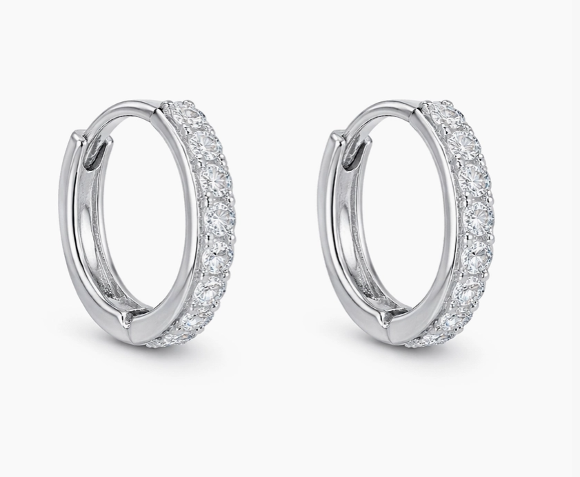 White Cz Huggie Hoop Earrings RP