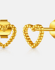 Beaded Open Heart Stud Earrings 14K GP
