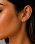 Beaded Open Heart Stud Earrings 14K GP