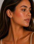 Rhodium Plated Cz Cross Stud Earrings