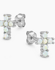 White Opal Cross Stud Earrings RP