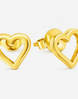 Open Heart Stud Earrings 14K Gold Plated