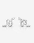 Textured Snake Studs Rhodium Plated