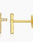 Cz Cross Stud Earrings – 14K Gold Plated