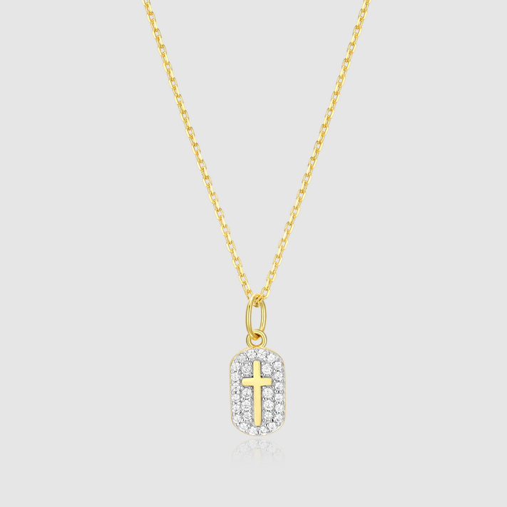 Cross Tag Pendant Necklace