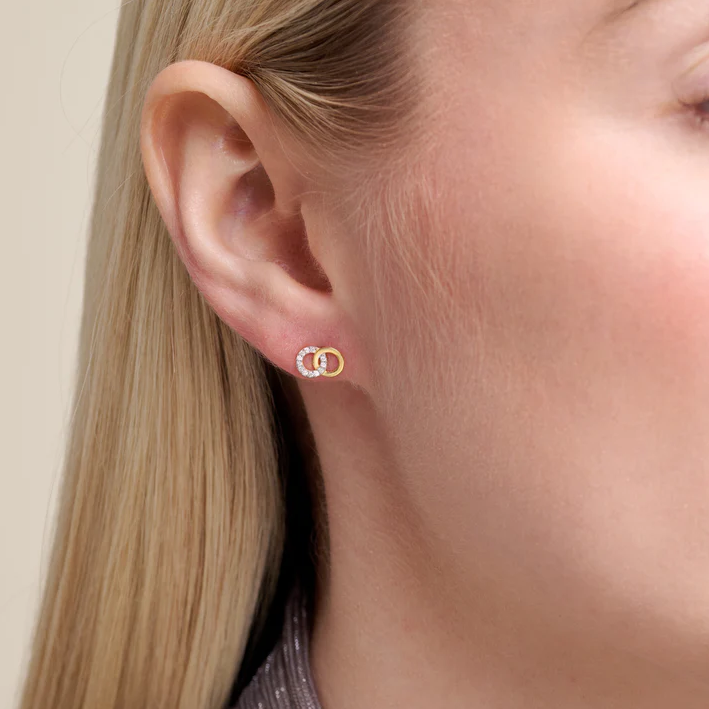 Twin Circle Stud Earrings