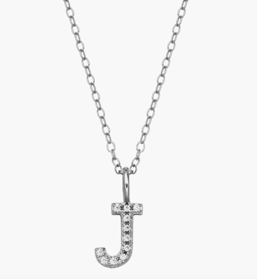 Silver "J" Initial Necklace
