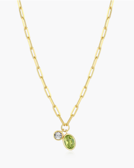 August Birthstone Necklace - Gold