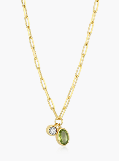 August Birthstone Necklace - Gold