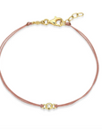 Bezel-Set Double Silk Cord Bracelet Pink