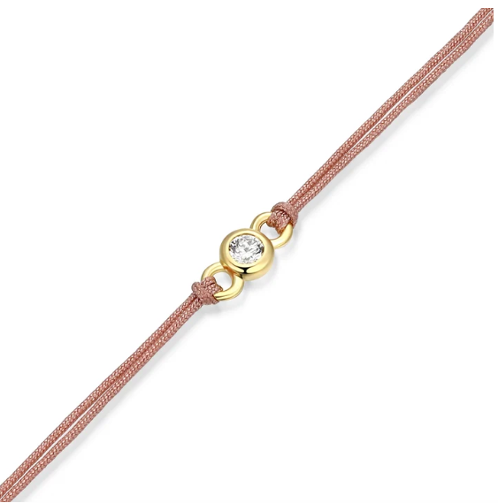 Bezel-Set Double Silk Cord Bracelet Pink