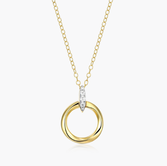 Knife Edge Circle Link Diamond Necklace