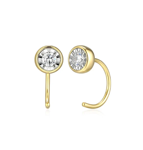 Round Bezel Curved Post Earrings