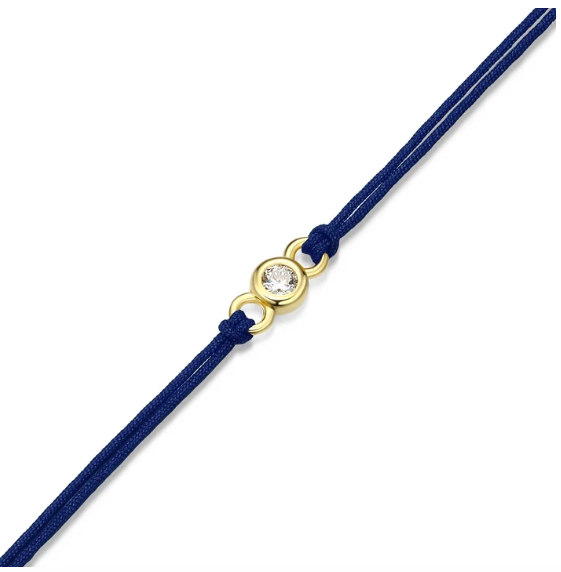 Bezel-Set Double Silk Cord Bracelet Blue