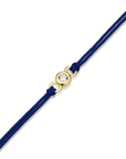 Bezel-Set Double Silk Cord Bracelet Blue