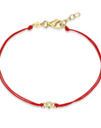 Bezel-Set Double Silk Cord Bracelet Red