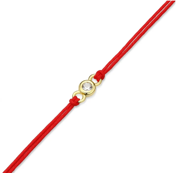 Bezel-Set Double Silk Cord Bracelet Red