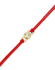 Bezel-Set Double Silk Cord Bracelet Red