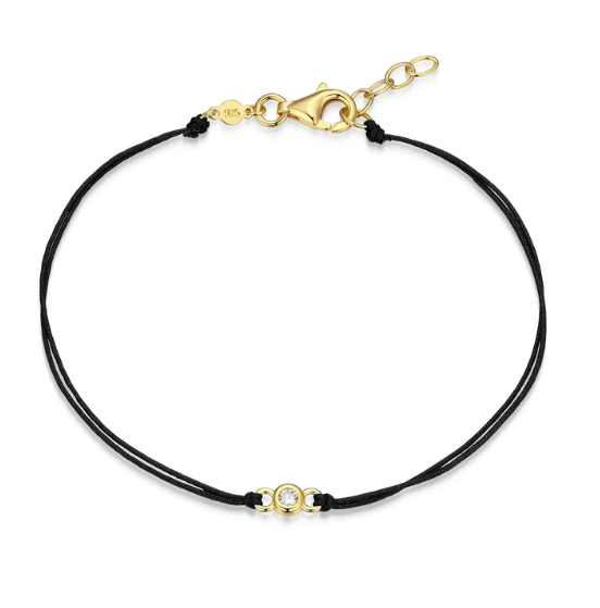Bezel-Set Double Silk Cord Bracelet BLK