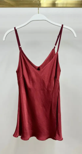Adjustable Strap Silky Tank Top - Wine