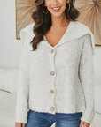 Boucle Knit Cardigan - Light Grey