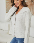 Boucle Knit Cardigan - Light Grey