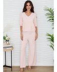 V-neck 3/4 Sleeve Knit Top