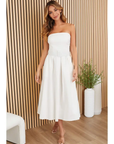 Belted Strapless Midi Dress