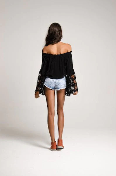 Jolie Flower Lace Off the Shoulder Top