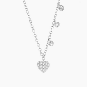 Heart Pendant Necklace w/ Circles Silver