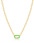 Neon Green Enamel Carabiner Necklace