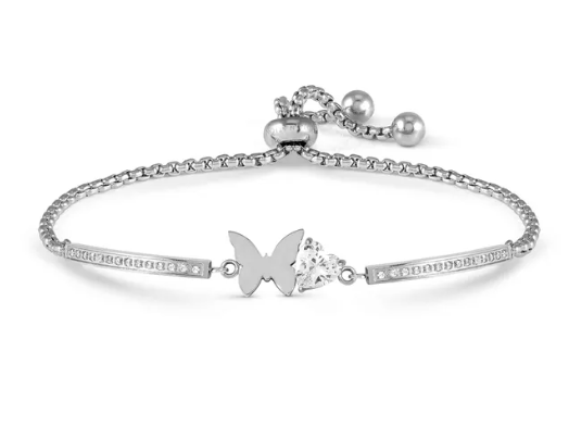 Milleluci CZ Heart &amp; Butterfly Silver
