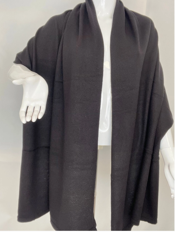 Cashmere Knitted Wrap - Charcoal