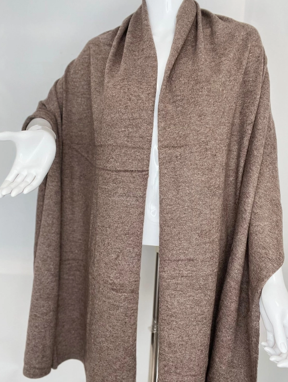 Cashmere Knitted Wrap - Brown