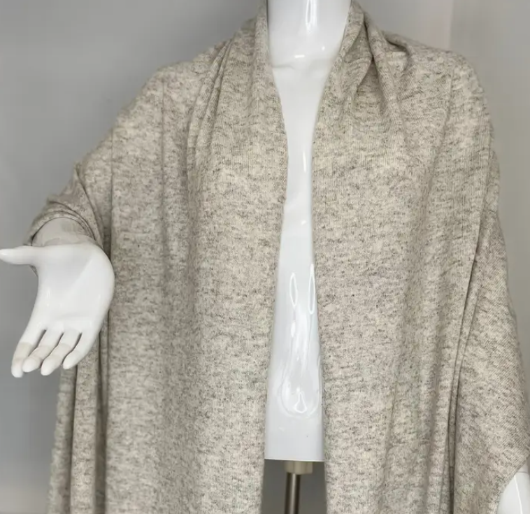 Cashmere Knitted Wrap - Light Grey