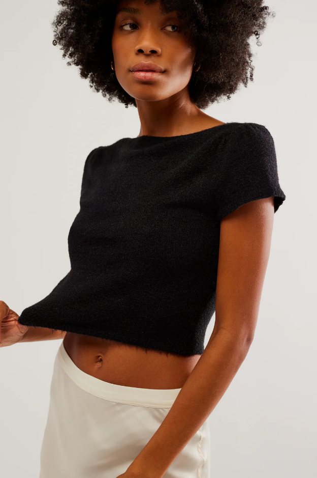 Keep Me Warm Crop Top - Black