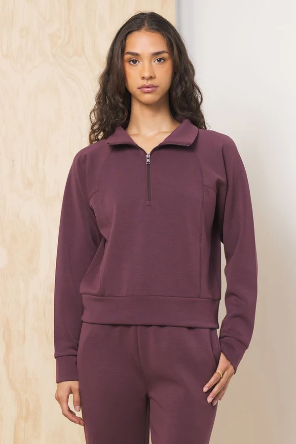 Merlot Truffle Cloud Fleece Collared Zip
