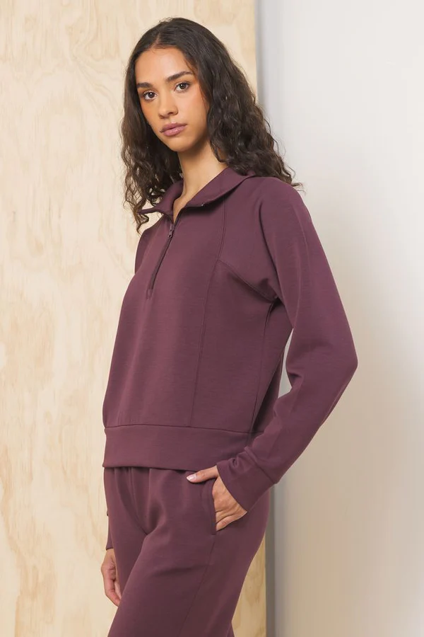 Merlot Truffle Cloud Fleece Collared Zip