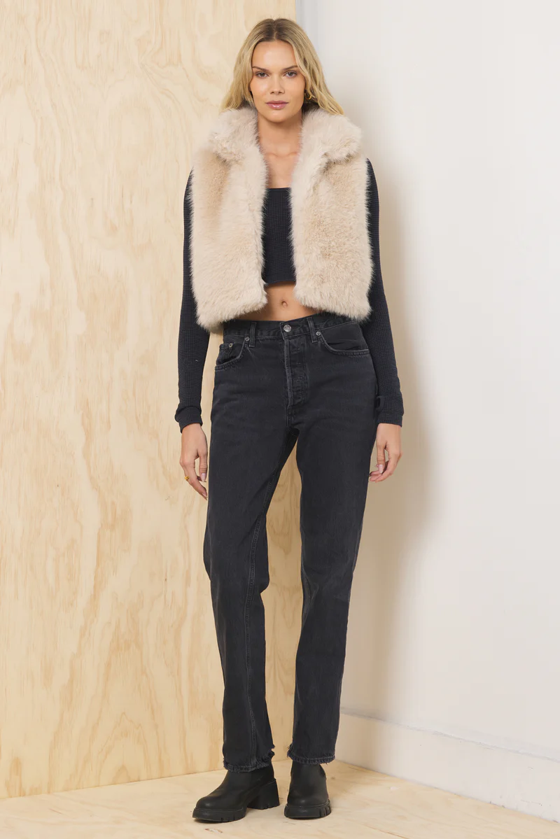 Almond Cozy Fur Vest