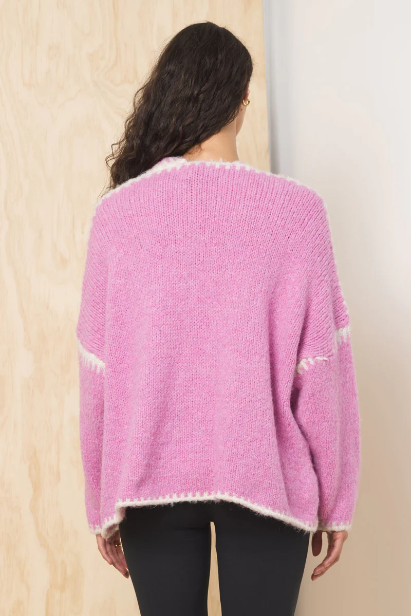Pink Tie Front Cardigan