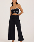 Rib Knit Smocked Wide Leg Pants
